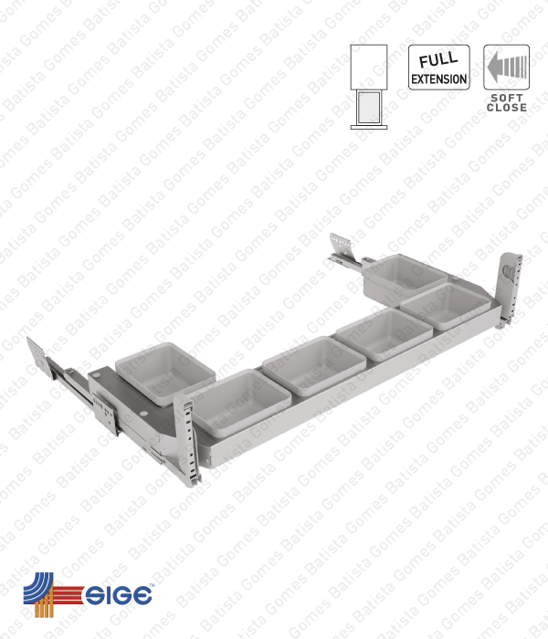 Prateleira com recipientes multiusos extra�veis - Porta frontal - M�d. 900 - Com Soft-close